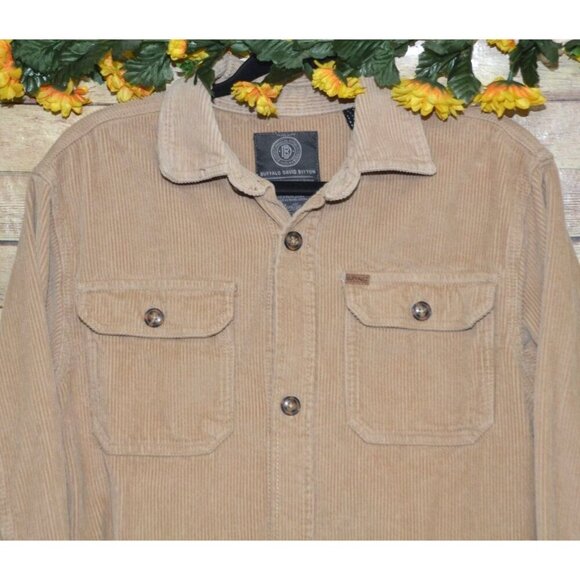 Buffalo David Bitton Men's Brown Corduroy Button Front Shacket S Pockets - Picture 3 of 11